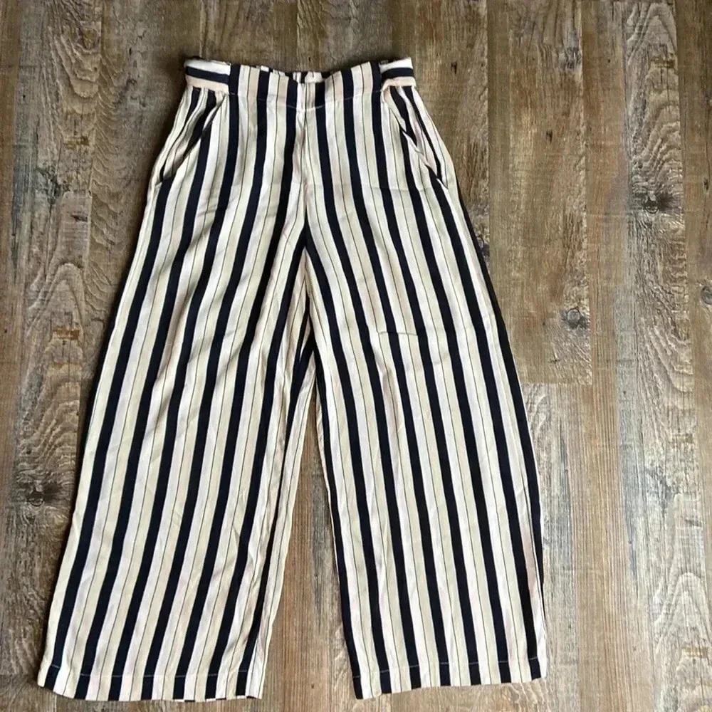 Wilfred Free | Faun Mutli Color Stripe Crepe Culottes Cropped pants - Picture 6 of 10